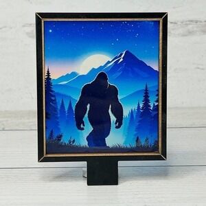 Bigfoot Footprint Night Light Bigfoot Silhouette Blue Swirl Design